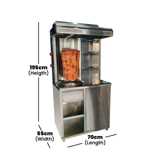 THS Gas Shawarma Machine with Stand, Cap 1 Unit, 55 x 70 x 195 cm