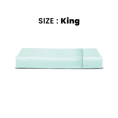 ths zen stripes king fitted cotton bed sheet baby blue