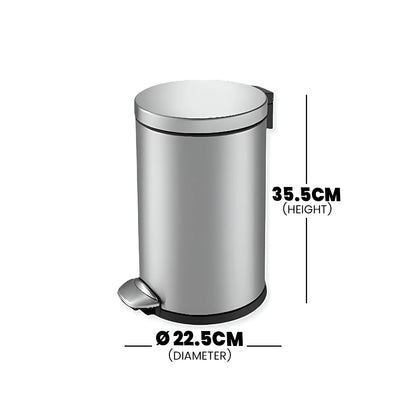 THS Stainless Steel Top in fingerprint-resistant with Pedal Bin, 8 Ltr