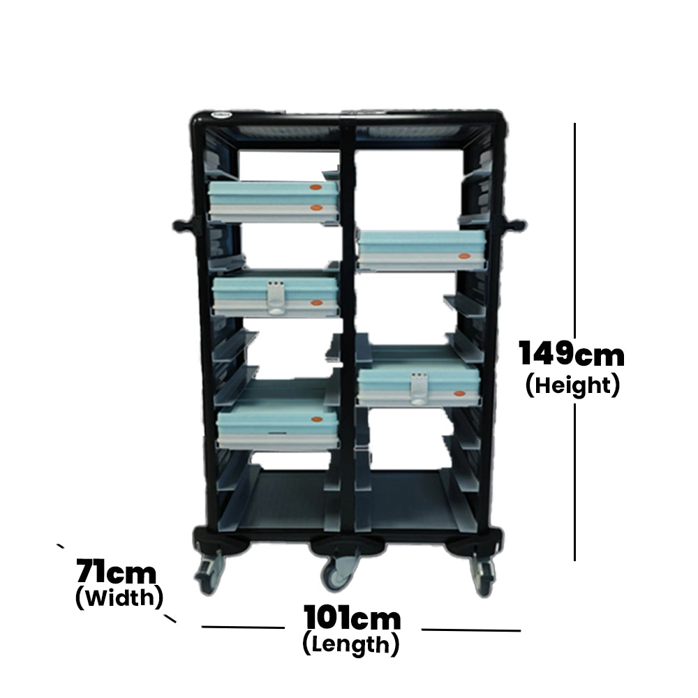 Tribeca Double Thermo Tray Trolley 18 Compartments, 71 x 101 x 149 cm