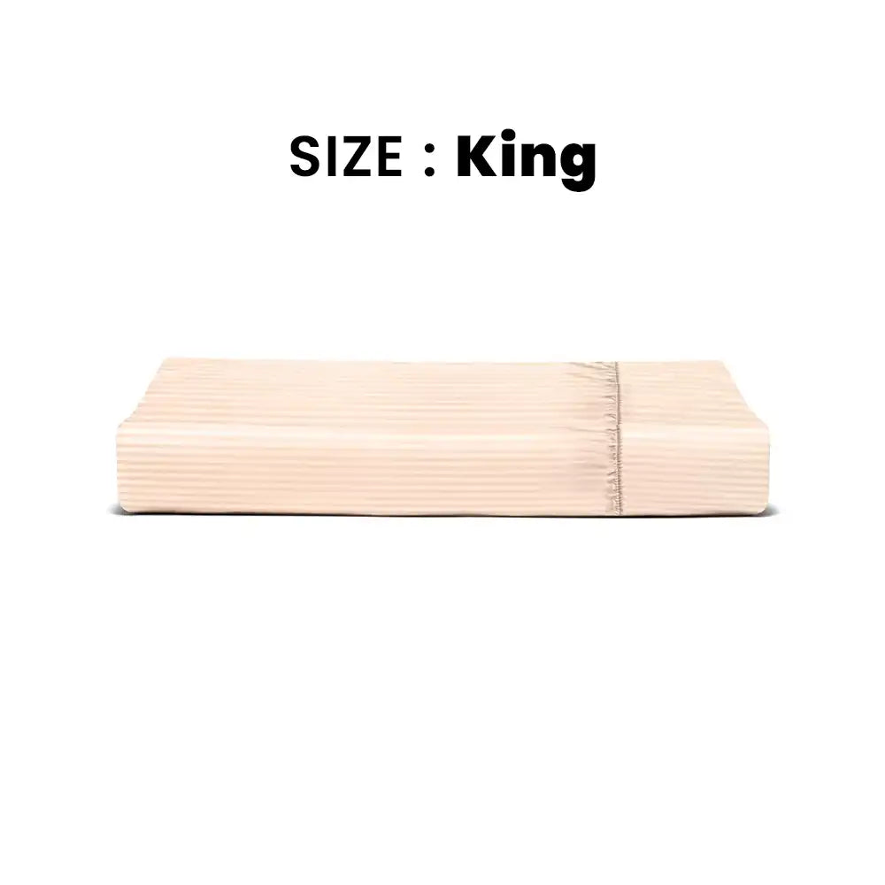 ths zen stripes king fitted cotton bed sheet pearl