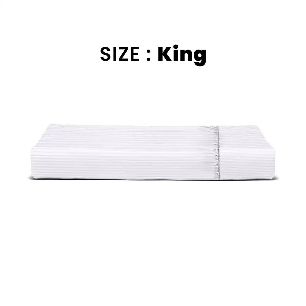 ths zen stripes king fitted cotton bed sheet white