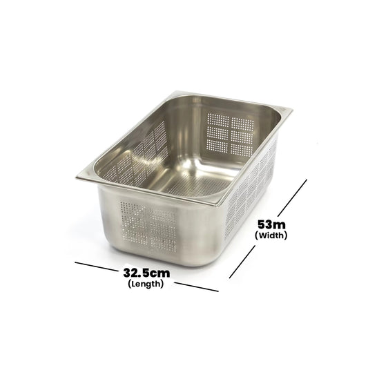 Viraj Stainless Steel Perforated GN 1/1 Pan, Height 20cm