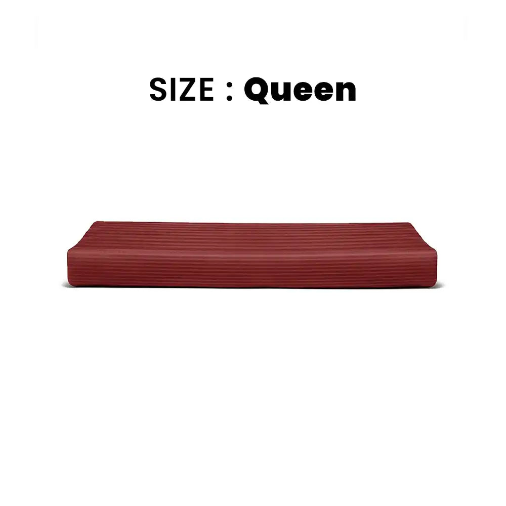 ths zen stripes queen cotton flat bed sheet burgundy