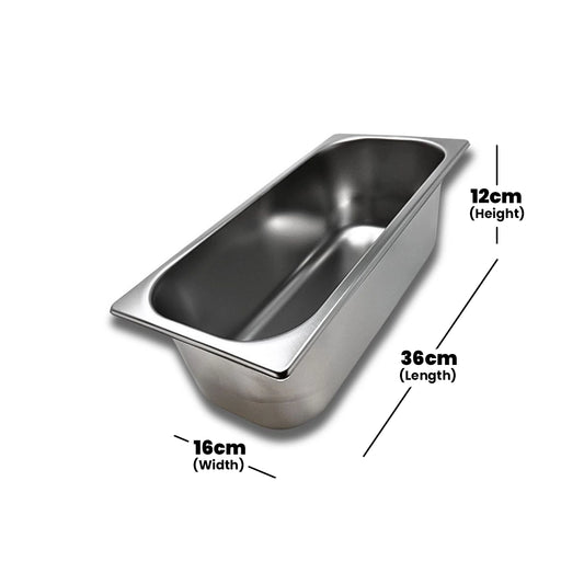 Viraj Stainless Steel Ice Cream Pan 1/3, Height 12cm