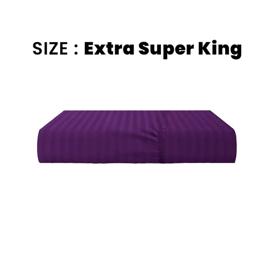 ths eternal stripes extra super king fitted cotton bed sheet purple