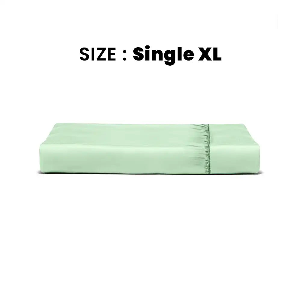 ths giza cotton single xl fitted bed sheet slit green