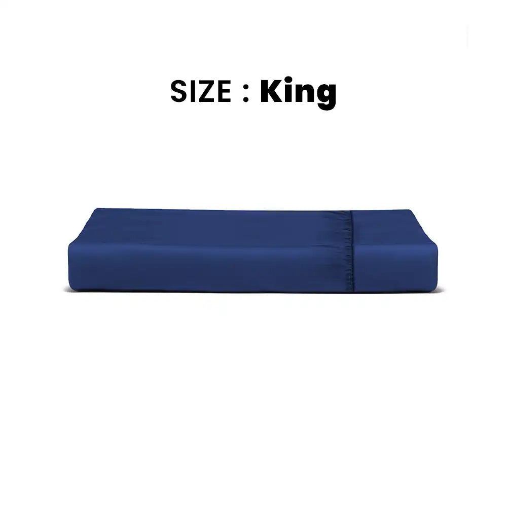 ths giza cotton king fitted bed sheet indigo blue