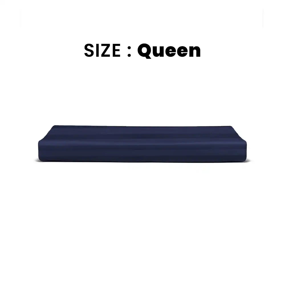 ths eternal stripes queen cotton flat bed sheet navy blue