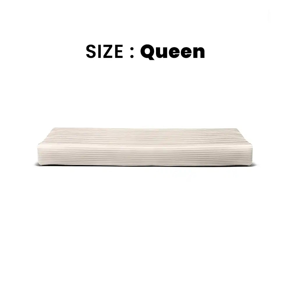 ths zen stripes queen cotton flat bed sheet pearl