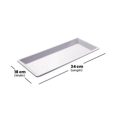 Tribeca Polycarbonate White Rectengular Plate 18 X 34 Cm, BOX QUANTITY 36 PCS