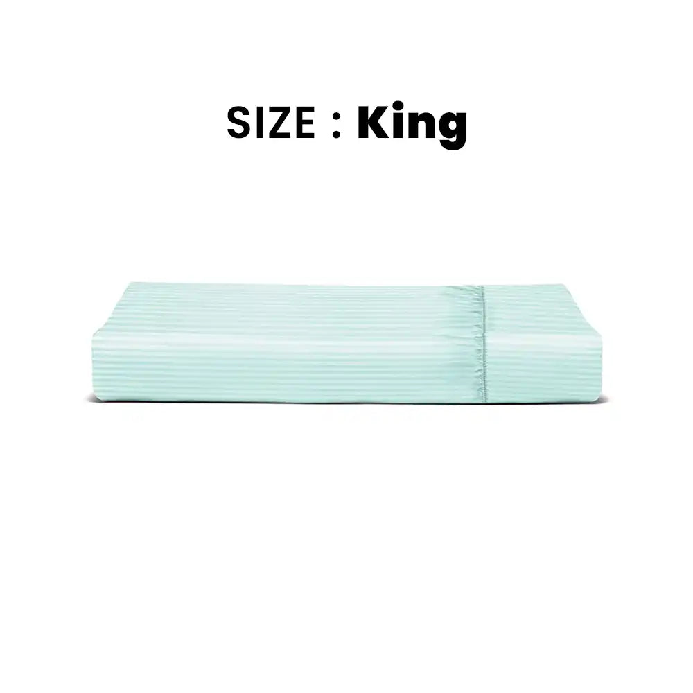 ths zen stripes king fitted cotton bed sheet glacier