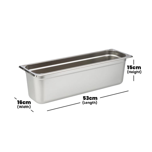 Viraj Stainless Steel GN 2/4 Pan, Height 15cm