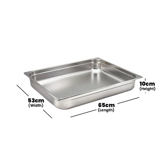 Viraj Stainless Steel GN 2/1 Pan, Height 10CM