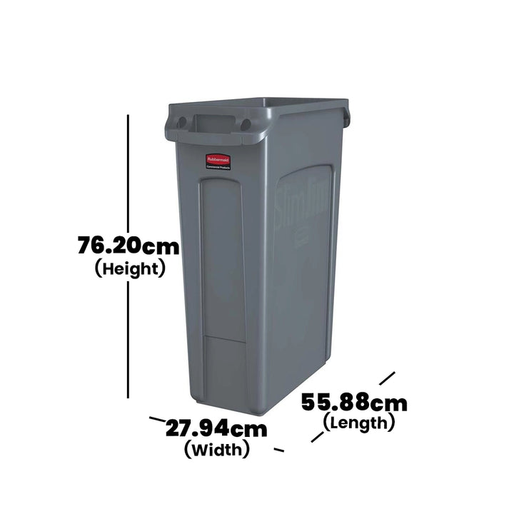 rubbermaid 87l slim jim bin with venting channel gray