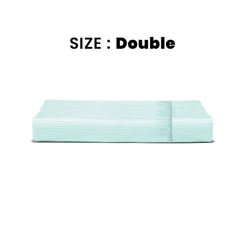 ths zen stripes double fitted cotton bed sheet baby blue