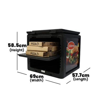 Tribeca Insulated Mobile Pizza Box Black, 57.7 x 69 x 58.5 cm