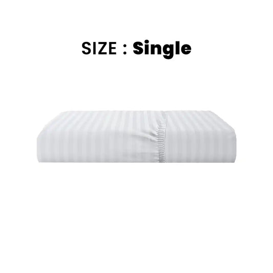 ths eternal stripes single fitted cotton bed sheet white