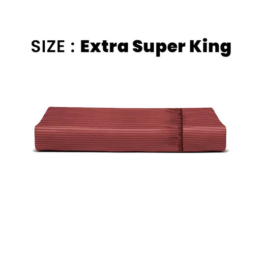 ths zen stripes extra super king fitted cotton bed sheet burgundy