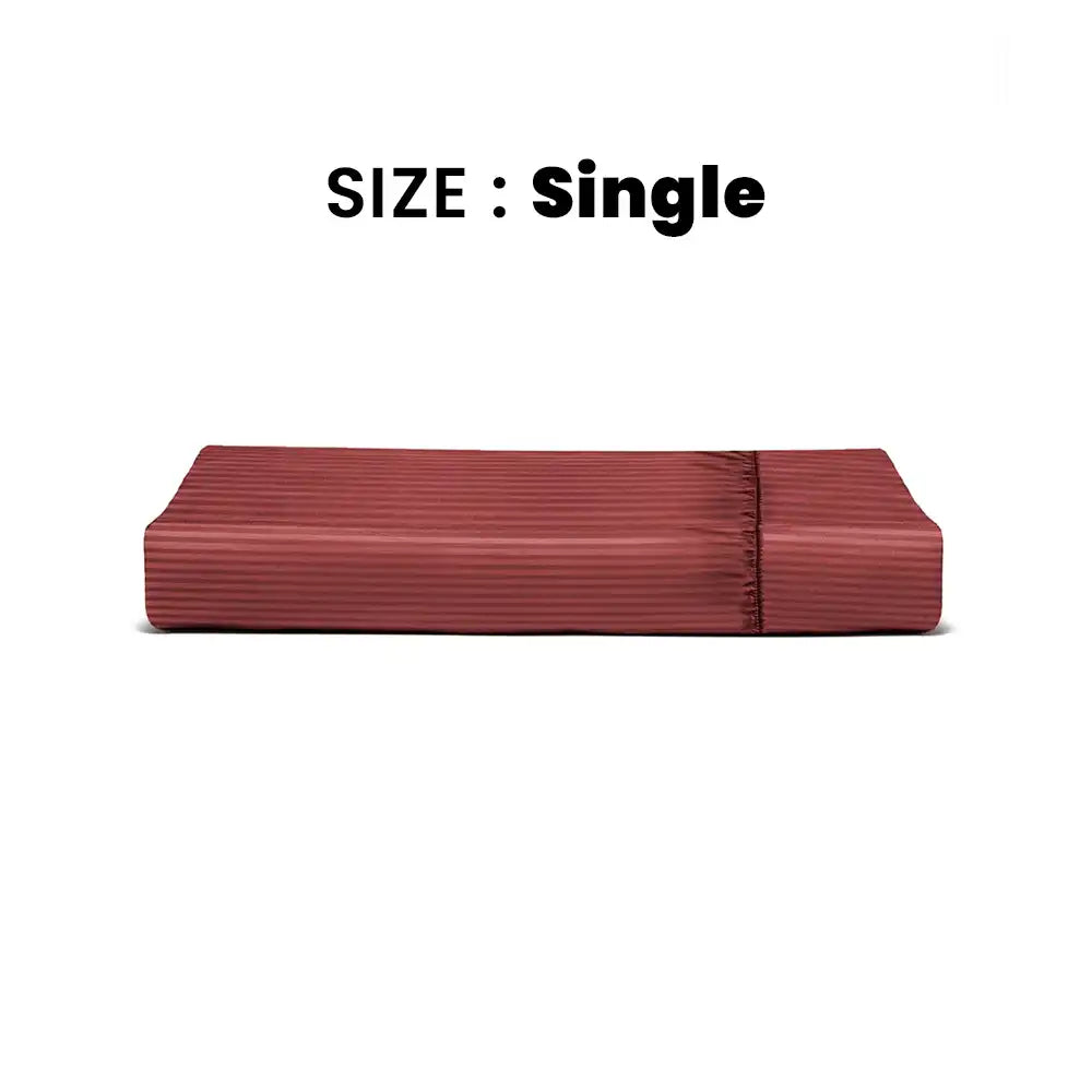 ths zen stripes single fitted cotton bed sheet burgundy