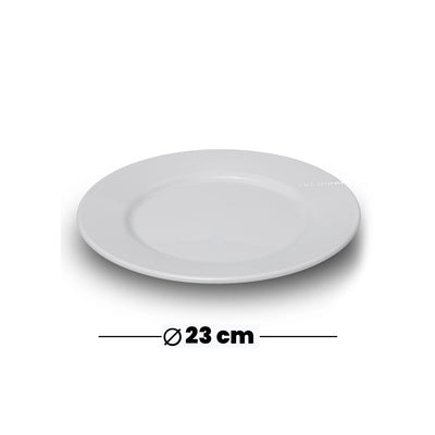 Tribeca Polycarbonate White Round Plate 23 Cm, BOX QUANTITY 40 PCS