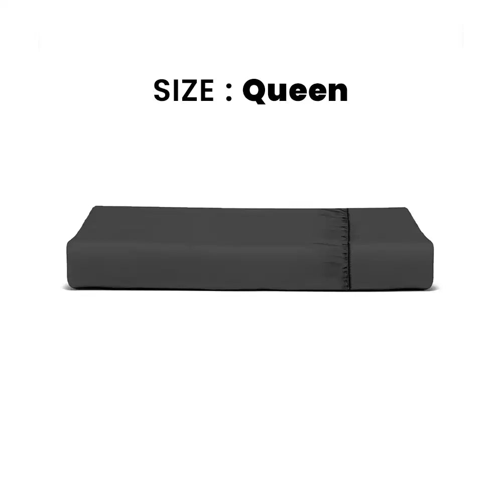 ths giza cotton queen fitted bed sheet charcoal grey