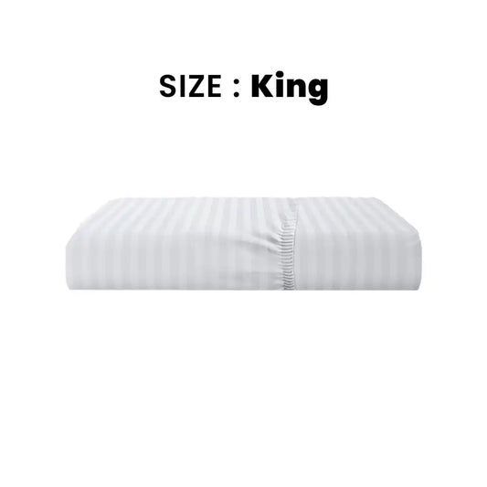 ths eternal stripes king fitted cotton bed sheet white