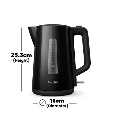 Philips Series 3000 Black Electric Kettle, 1.7 L, 2.2 kW