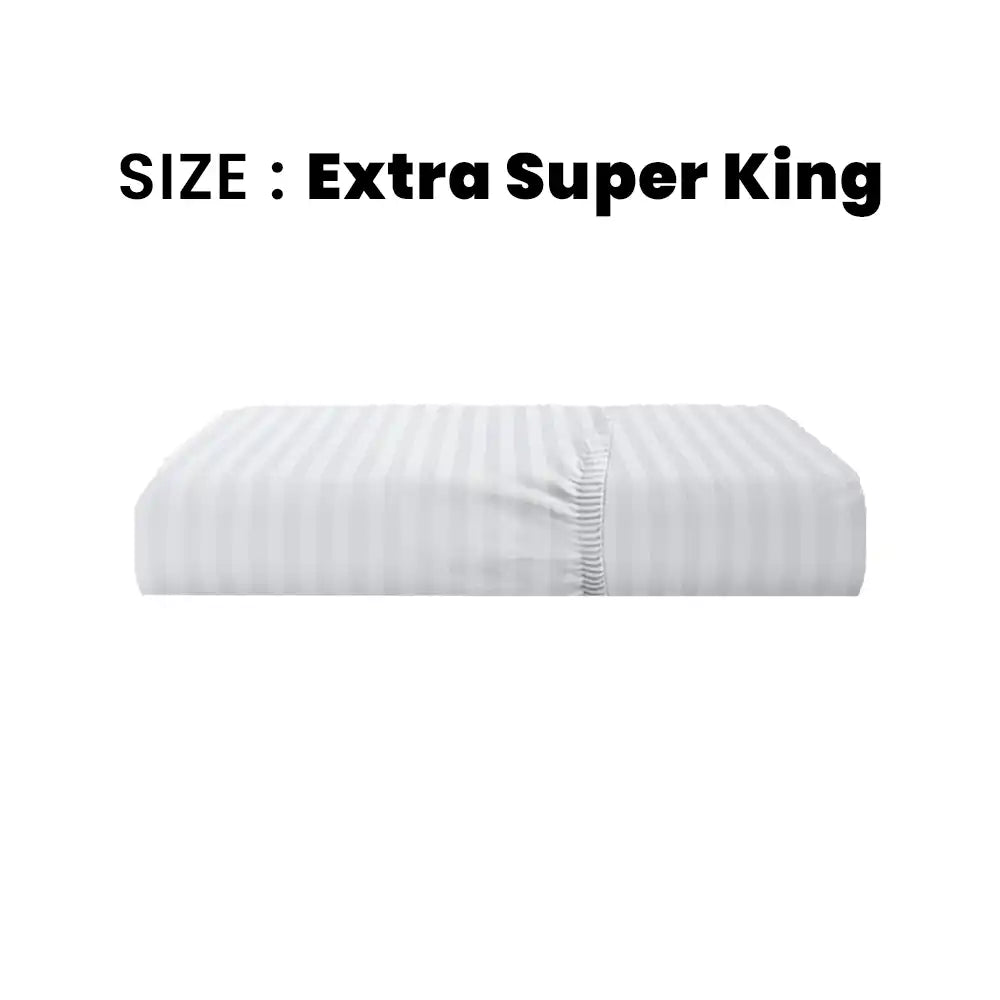 ths eternal stripes extra super king fitted cotton bed sheet white