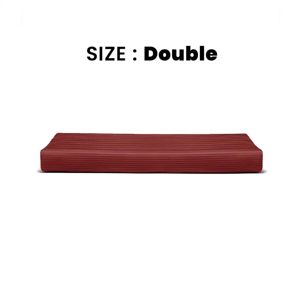 ths zen stripes double cotton flat bed sheet burgundy