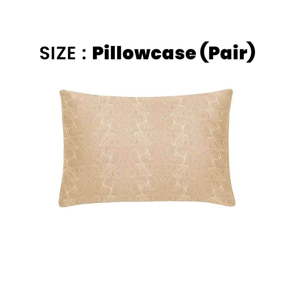 ths elysian paisley jacquard cotton pillowcase pair gold