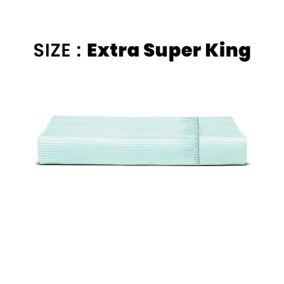 ths zen stripes extra super king fitted cotton bed sheet baby blue