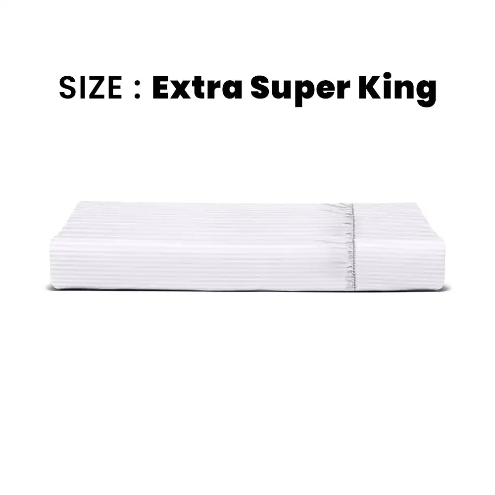 ths zen stripes extra super king fitted cotton bed sheet white