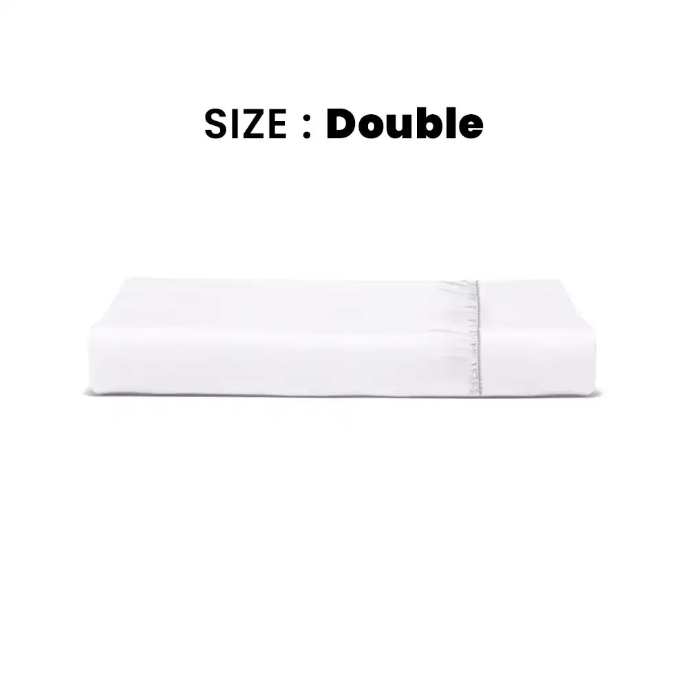 ths giza cotton double fitted bed sheet white