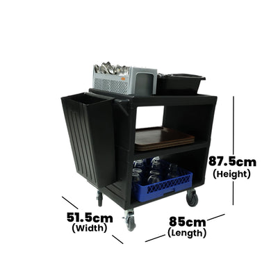 Tribeca Polyethylene Service Trolley Black, 85 x 51.5 x 87.5 cm