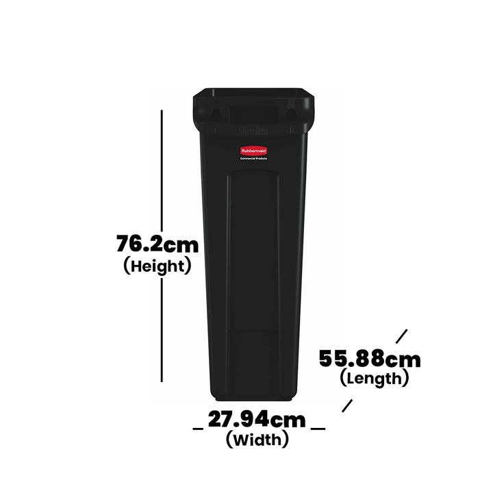 rubbermaid 87l slim jim bin with venting channels without lid 1 x 4