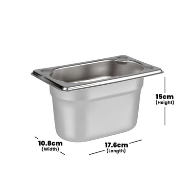 Viraj Stainless Steel GN 1/9 Pan, Height 15CM