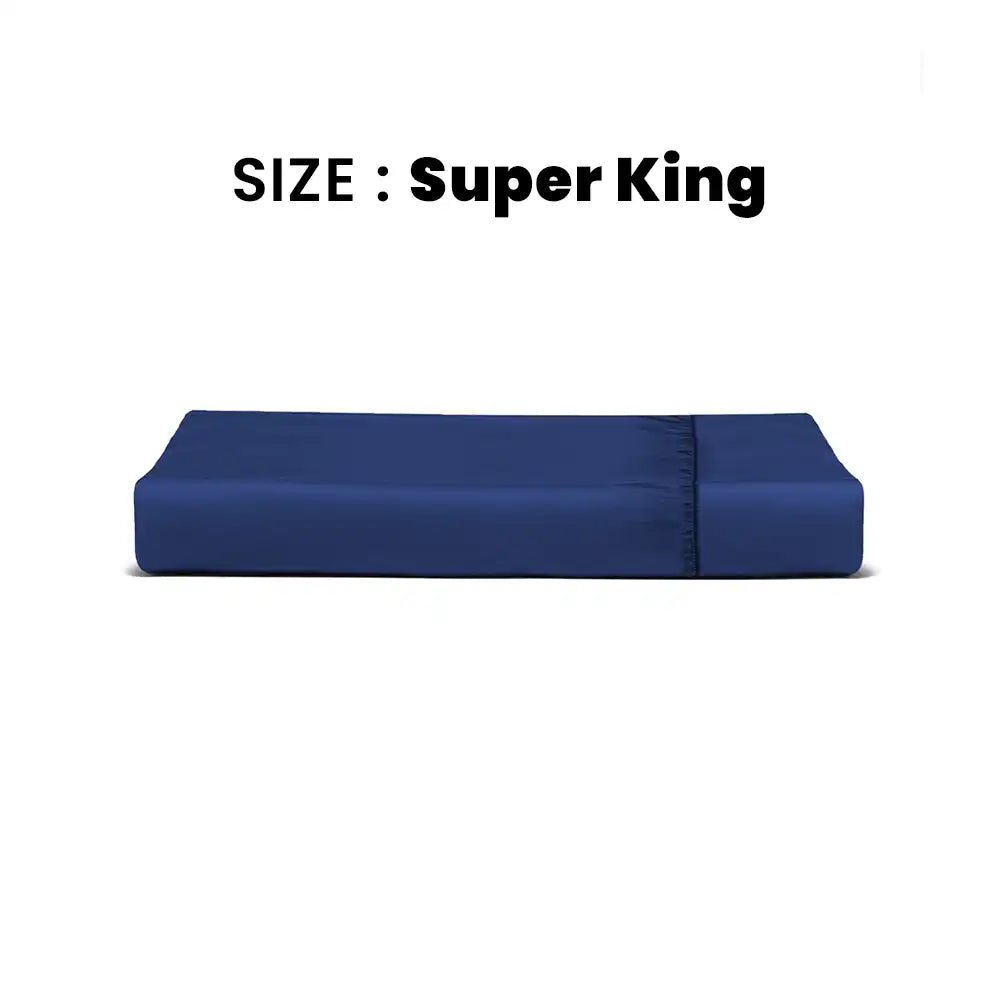 ths giza cotton super king fitted bed sheet indigo blue