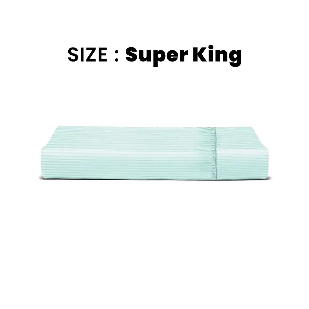 ths zen stripes super king fitted cotton bed sheet baby blue