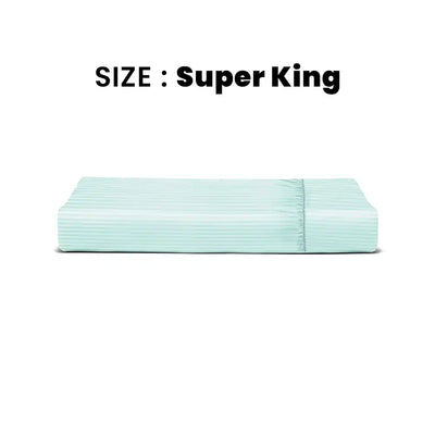 ths zen stripes super king fitted cotton bed sheet baby blue