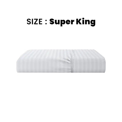 ths eternal stripes super king fitted cotton bed sheet white