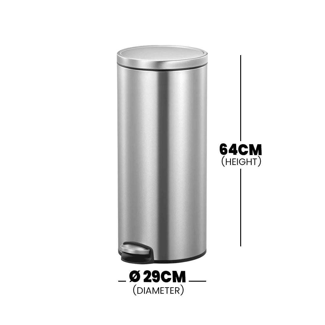 THS Stainless Steel with Pedal Bin, 30L, 2 pcs