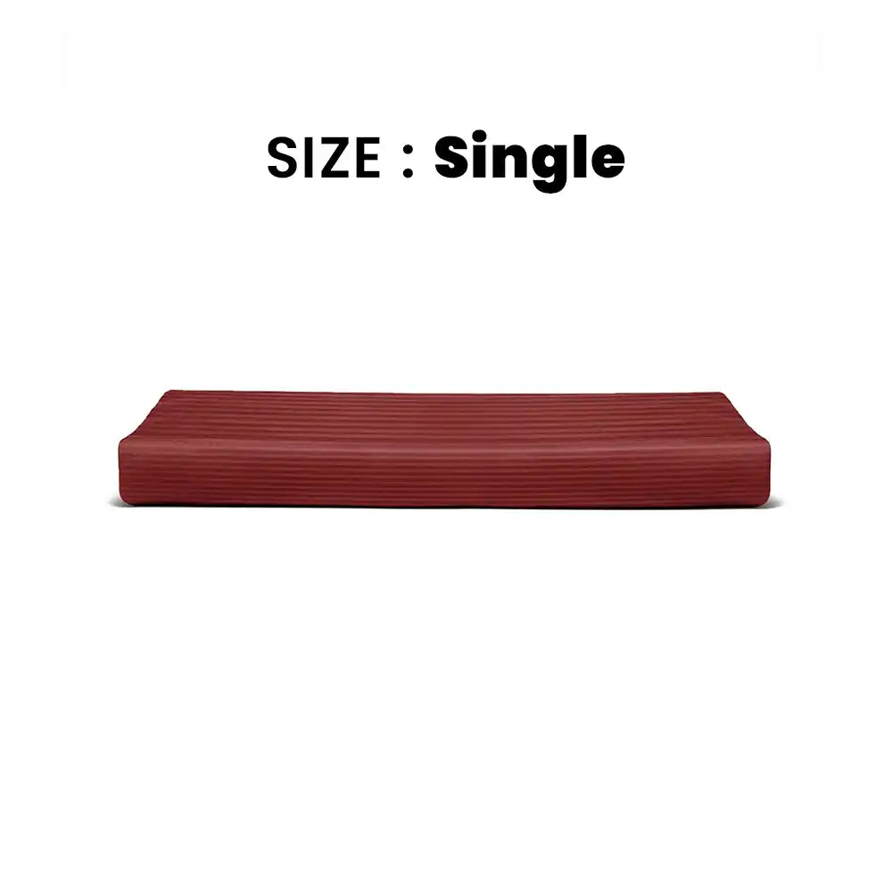 ths zen stripes single cotton flat bed sheet burgundy