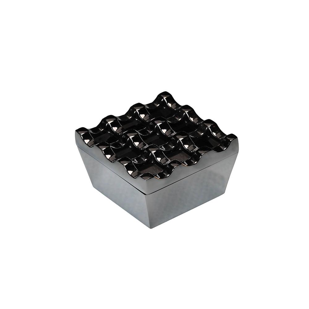 Square Shape 9 hole Melamine Windproof Ashtray, 7.3 x 4.2 cm, Color Black - HorecaStore