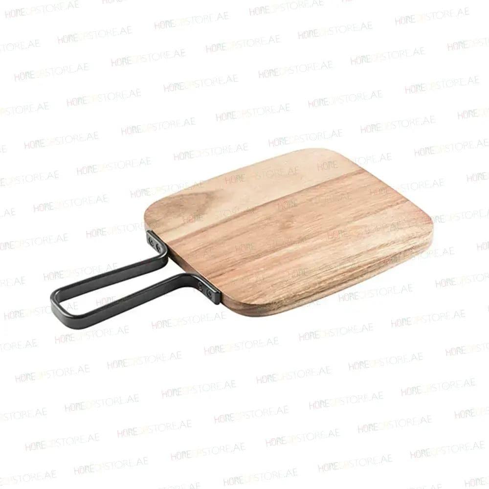 Tablecraft 10076 Wooden Service Platter Rectangular With Steel Handle, L 21 x W 23 cm - HorecaStore