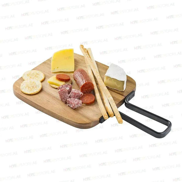 Tablecraft 10077 Wooden Service Platter Rectangular With Steel Handle, L 31 x W 18 cm - HorecaStore