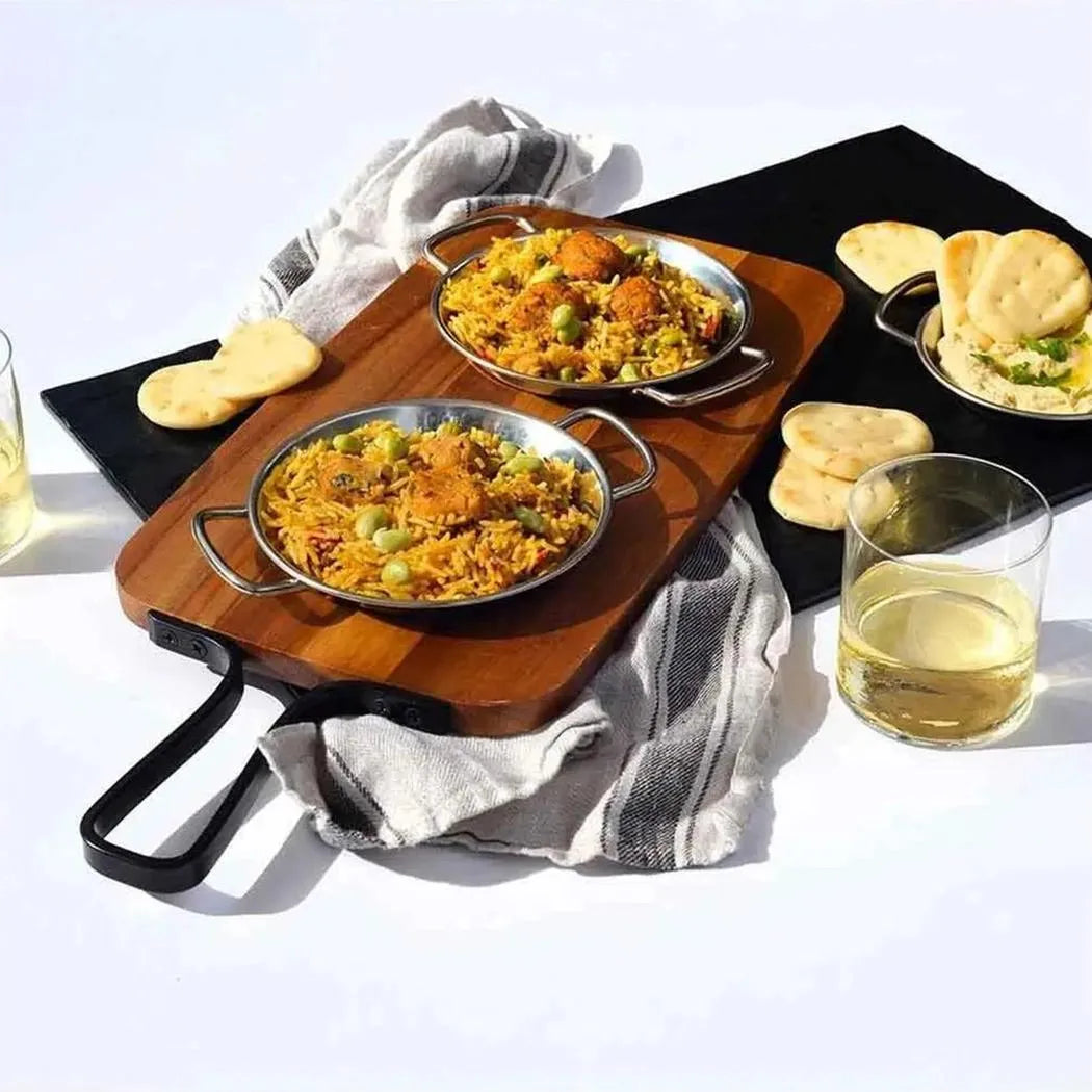 Tablecraft 10290 Stainless Steel mini Paella With handles 6 Oz, 19 x 15 x 2 cm