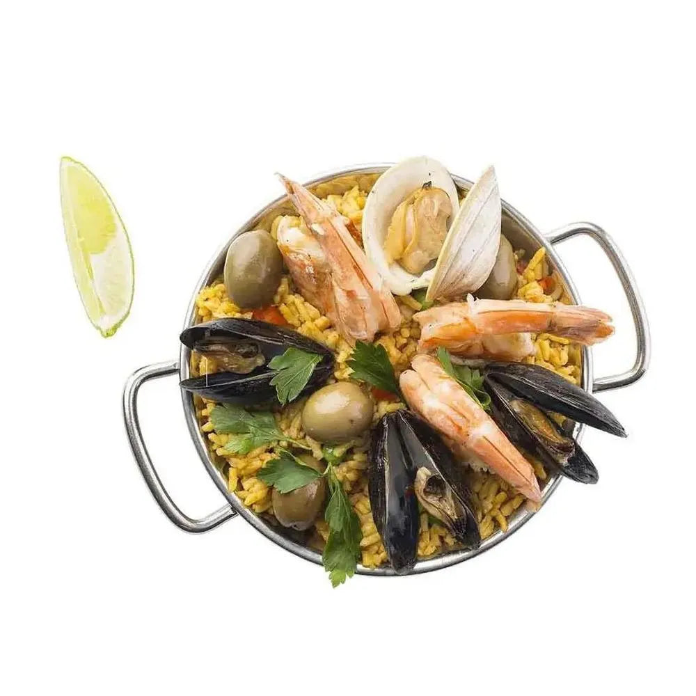 Tablecraft 10290 Stainless Steel mini Paella With handles 6 Oz, 19 x 15 x 2 cm