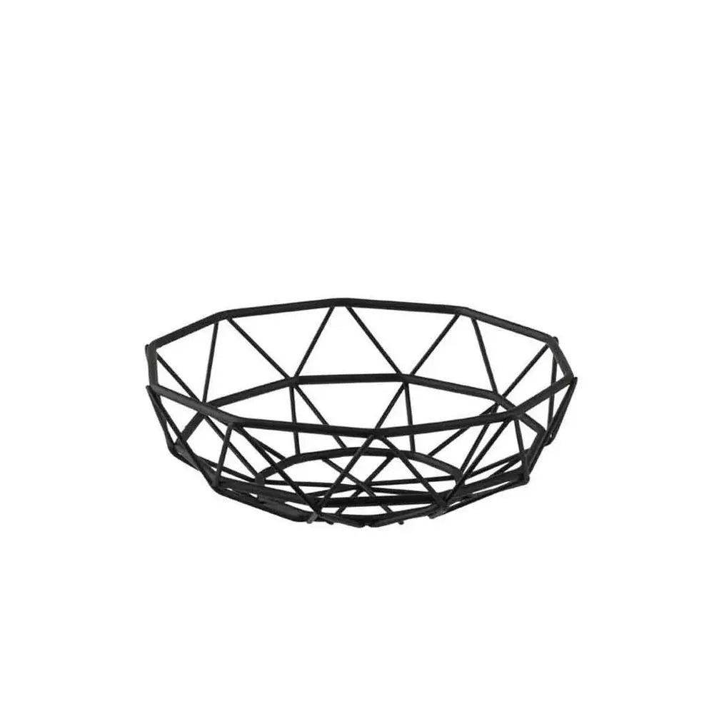 Tablecraft 10462 Black Powdered Coated Steel Delta Collection Round Basket 15.2 cm