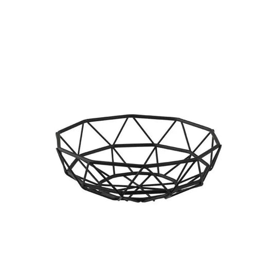 Tablecraft 10462 Black Powdered Coated Steel Delta Collection Round Basket 15.2 cm